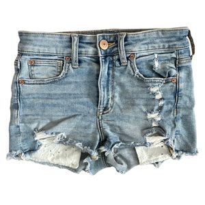 American Eagle High Rise Waisted Denim Shorts 0